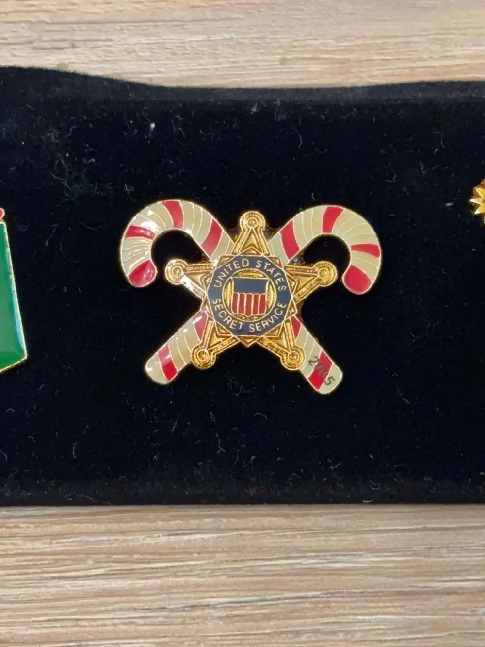 Set of 3 Vintage 2005 United States Secret Service Christmas Holiday Enamel Pins